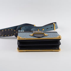 Prada Cahier Ostrich Crossbody Bag Teal/Black