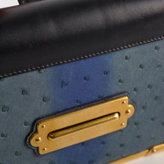 Prada Cahier Ostrich Crossbody Bag Teal/Black