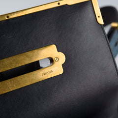 Prada Cahier Ostrich Crossbody Bag Teal/Black