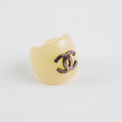 Chanel Vintage Open Rings- Coco Beige and Pearlescent CC (2001)