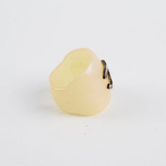 Chanel Vintage Open Rings- Coco Beige and Pearlescent CC (2001)