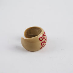 Chanel Vintage Open Rings- Coco Beige and Pearlescent CC (2001)