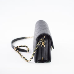 Chanel 22C Caviar Zip Mini Flap Bag Black Microchip