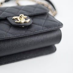Chanel 22C Caviar Zip Mini Flap Bag Black Microchip