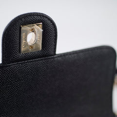 Chanel 22C Caviar Zip Mini Flap Bag Black Microchip