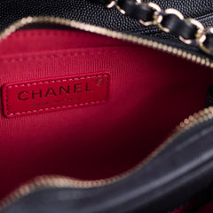 Chanel 22C Caviar Zip Mini Flap Bag Black Microchip