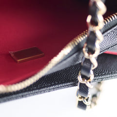 Chanel 22C Caviar Zip Mini Flap Bag Black Microchip