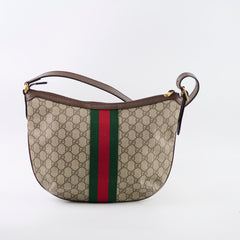 Gucci Ophidia Half-Moon Hobo Bag Brown