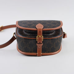 Celine Triomphe Medium Folco Crossbody Bag Tan