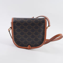 Celine Triomphe Medium Folco Crossbody Bag Tan