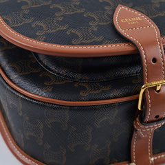 Celine Triomphe Medium Folco Crossbody Bag Tan