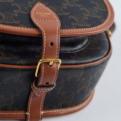 Celine Triomphe Medium Folco Crossbody Bag Tan