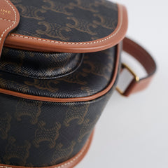 Celine Triomphe Medium Folco Crossbody Bag Tan