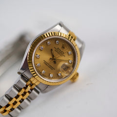 Rolex Vintage Datejust 26mm Two Toned with Diamond Dial Watch