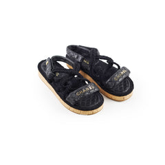Chanel Raffia Sandals Black - Size 40