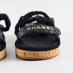 Chanel Raffia Sandals Black - Size 40
