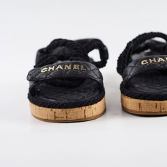 Chanel Raffia Sandals Black - Size 40