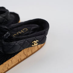 Chanel Raffia Sandals Black - Size 40