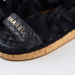 Chanel Raffia Sandals Black - Size 40