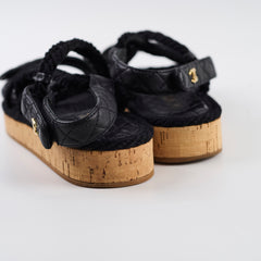 Chanel Raffia Sandals Black - Size 40