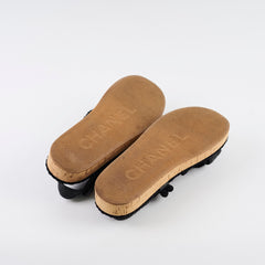 Chanel Raffia Sandals Black - Size 40