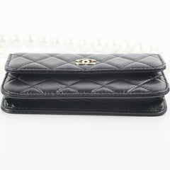 Chanel Black Pearl Card Holder Pearl Shoulder Bag