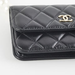 Chanel Black Pearl Card Holder Pearl Shoulder Bag