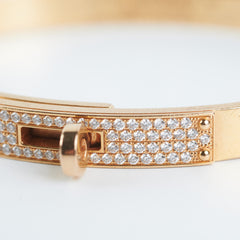 Hermes Kelly Bracelet Diamonds Rose Gold (Size SH)