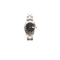Rolex Oysterdate Black Dial Silver Oyster Bracelet 34 MM