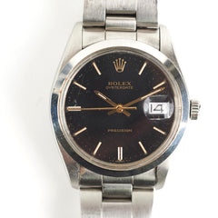 Rolex Oysterdate Black Dial Silver Oyster Bracelet 34 MM