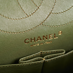 Chanel Chevron Reissue 226 Medium Khaki Green Metallic