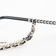 Chanel Square Sunglasses Grey/Gunmetal Black With Chain