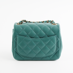 HOLD Chanel Quilted Mini Square Teal (Microchip)
