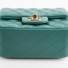 HOLD Chanel Quilted Mini Square Teal (Microchip)