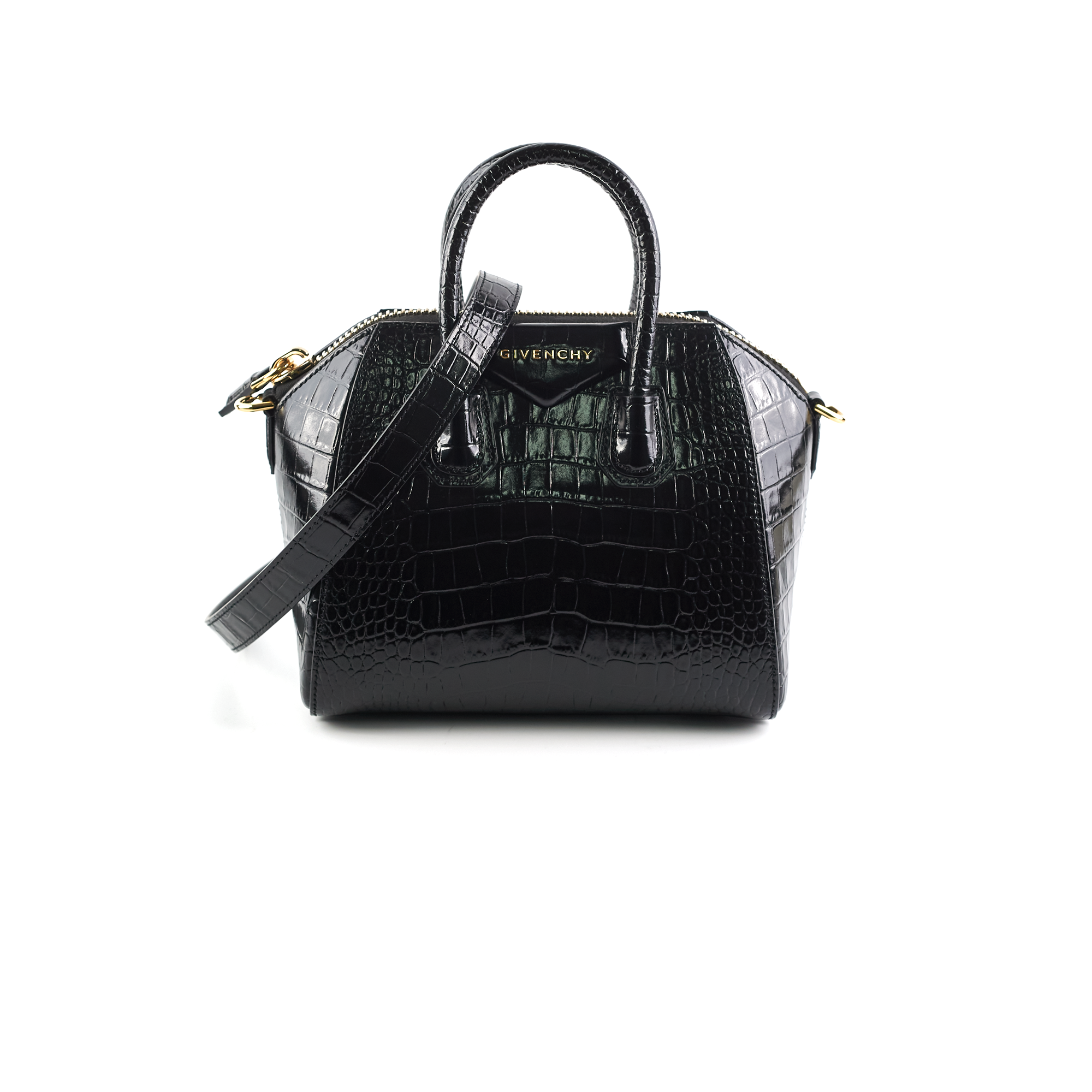💯 Original Givenchy Antigona Croc Mini Black, Luxury, Bags
