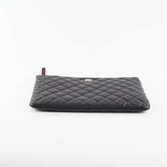 Chanel Medium O case Pouch Clutch Caviar Black