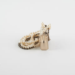 Chanel Flap Bag with Chain Pearls Costume Jewellery