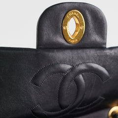 Chanel Vintage Maxi Jumbo Black 24K Gold