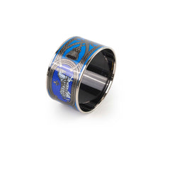 Hermes Grand Apparat Extra Wide Enamel Bangle Blue