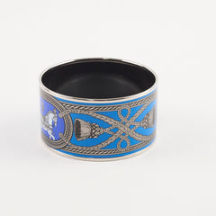 Hermes Grand Apparat Extra Wide Enamel Bangle Blue