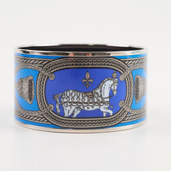 Hermes Grand Apparat Extra Wide Enamel Bangle Blue