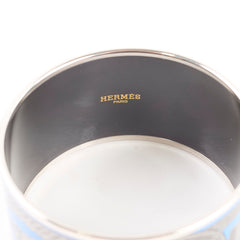 Hermes Grand Apparat Extra Wide Enamel Bangle Blue