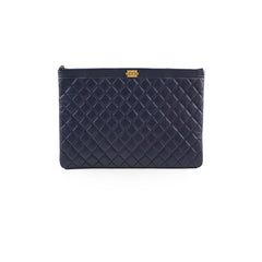 Chanel Caviar Boy Large O-Case Navy