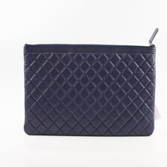 Chanel Caviar Boy Large O-Case Navy