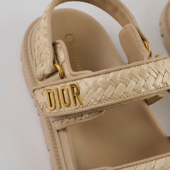 Christian Dior Act Woven Raffia Dad Sandals Beige Size 37.5
