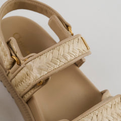 Christian Dior Act Woven Raffia Dad Sandals Beige Size 37.5