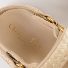 Christian Dior Act Woven Raffia Dad Sandals Beige Size 37.5