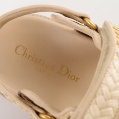 Christian Dior Act Woven Raffia Dad Sandals Beige Size 37.5