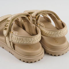 Christian Dior Act Woven Raffia Dad Sandals Beige Size 37.5