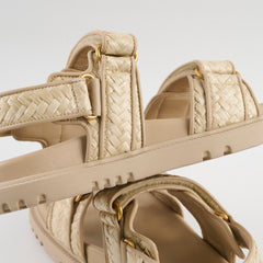 Christian Dior Act Woven Raffia Dad Sandals Beige Size 37.5